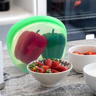 China 1000ML Collapsible Reusable Food Bag Silicone Containers BPA Free Leakproof Ziplock Food Storage Bag for sale