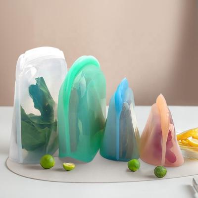 China 3300ML-1300ML-1000ML Folding Set Silicon Food Storage Bags Vacuum Reusable Gallon Freezer Silicon Bag for sale