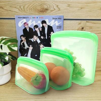 China 4000ML 1300ML 1000ML Series Double Lock Silicone Food Storage Folding Standing Bag Reusable Storage Container Bag for sale