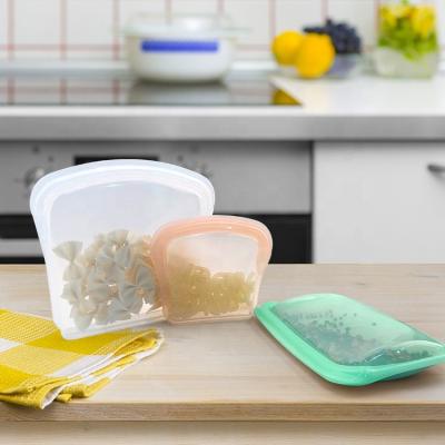 China 800ML 400ML 200ML Folding Reusable Silicone Food Bag Silicone Food Sandwich Storage Bag for sale