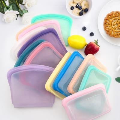 China 800ML 400ML Collapsible Reusable Silicone Food Storage Bags Snack Sandwich Bags Silicone Food Preservation Bags for sale