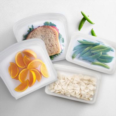 China 400ML 800ML Collapsible Reusable Leakproof Food Silicon Storage Bags Silicone Food Bags Snack Sandwich Bags for sale