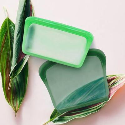 China 400ML 800ML Folding Reusable Food Silicon Bag Snack Sandwich Bag Silicon Leakproof Pouch for sale