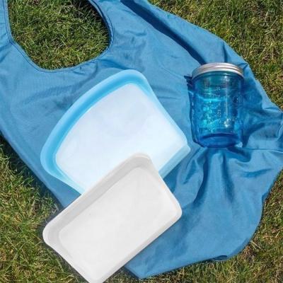 China 800ML 400ML Silicone Storage Bag Reusable Food Bag Folding Convenient Snack Sandwich Bag for sale