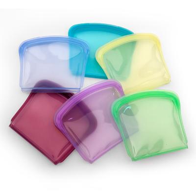 China Reusable Collapsible Collapsible Collapsible Food 800ML Silicone Zip Seal Food Bag Leakproof Storage Bag for sale