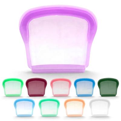 China 200ML Collapsible Reusable Silicone Snack Bag Zipper Silicone Food Storage Fresh Sealed Bag for sale