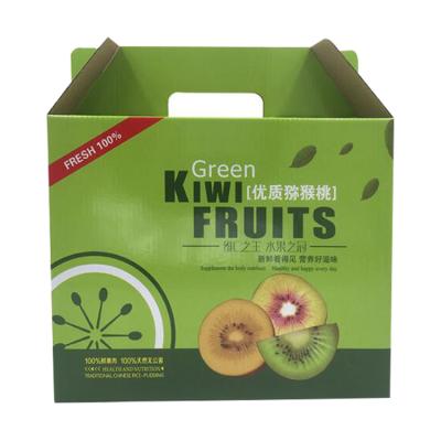 China Recycled Materials Groceries Fruits Vegetables Recyclable Food Take Away Corrugated Packaging Box With Handle for sale