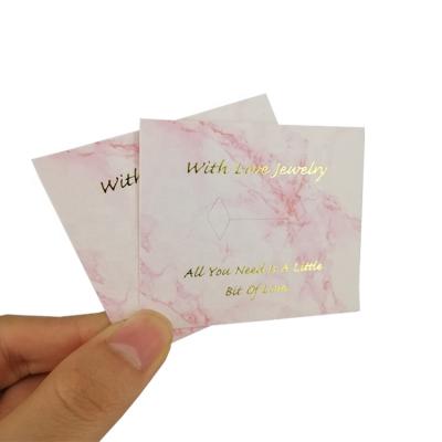 China Yilucai Small Pink Marble Gold Foil Cards Holder Earrings Necklaces Stand Custom Paper Card Holder for sale