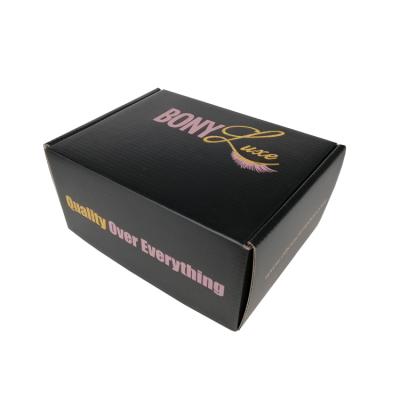 China Custom Recyclable False Eyelash Custom Wigs Gold Foil Logo Packaging Cosmetic Corrugated Shipping Paper Mailing Box for sale