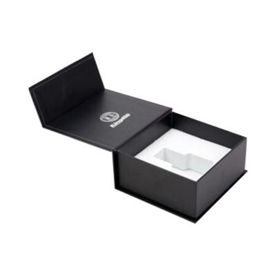 China Recyclable Luxury Custom Logo Perfume For Men Magnetic Black Cardboard Packaging Gift Box With Sponge for sale