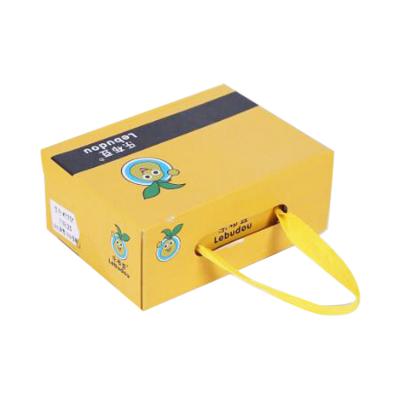 China Disposable Wholesale Custom Logo Illuminating Corrugated Fold Package Children's Shoe Box With Handle for sale