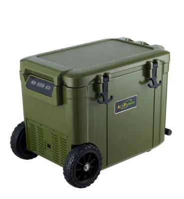 China cooling & 55L Army Green Heating Spin Molding Portable Fridge Freezer For Camping Use for sale