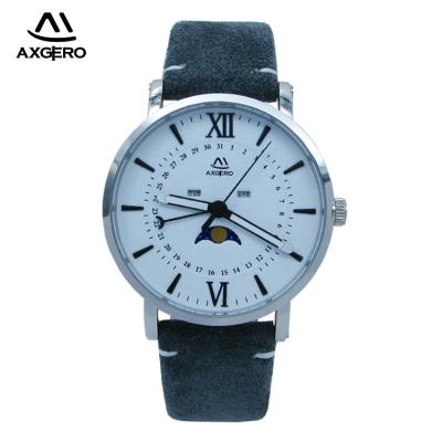 China Day/Date China Factory OEM Axgero Moon Phase Quartz Luxury Watch For Man for sale