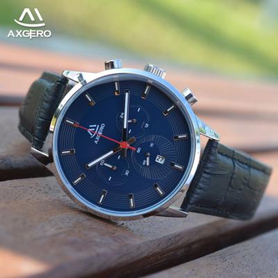 China Cheap Chronograph Bestselling Mens Chronograph Leather Watch With Day Date Setting for sale