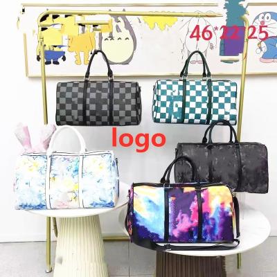 China 2023 Fashion Custom Logo New Arrival Brand Designer Black Fleece Luxury Leather Weekender Overnight Travel Bags Duffle Bag for sale