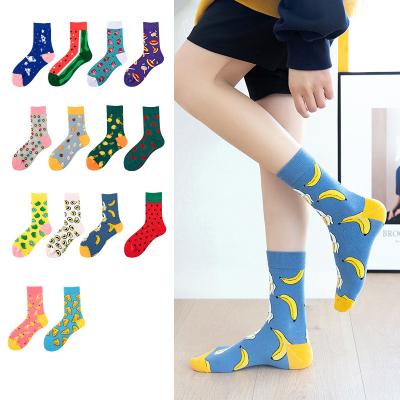 China Breathe Free Women's Colorful Aerospace Socks Watermelon Banana Fruit Socks Cotton Art Happy High Quality Crew Socks for sale