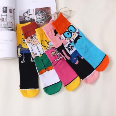 China New Originality Popular Wholesale Cartoon Characters Funny Cotton Socks Shape Medium Tube Colorful Women's Socks for sale