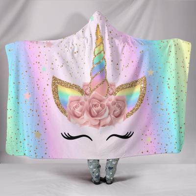 China Hot and high quality custom anti-static 3D printing unicorn double layer thickening blanket portable digital towel for sale