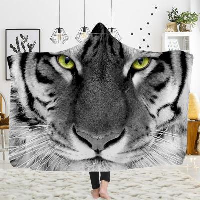 China Custom Diaper Hooded Anti-Static Double Thickening Cape 3D Printing Tiger Blanket Bath Towel Spring Autumn Winter Warmth for sale