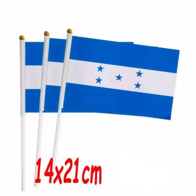 China Hand Waving Huiyi Honduras Hand Wave Flags Polyester Custom Printing Blue White Flag 5 Stars for sale