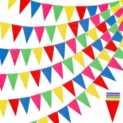 China Hanging Fabric Flag Bunting, Decorative Rainbow Triangle Twine Bunting Flag String for sale