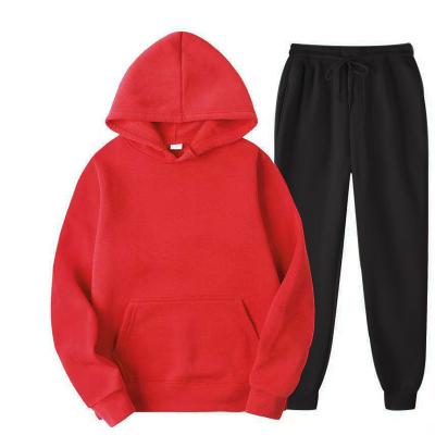 China QUICK DRY Custom Logo Screen Printing and Embroidery Pullover Tracksuit Blank Plain Hooded Sweatshirts Unisex Hoodies and Pants Sets for sale