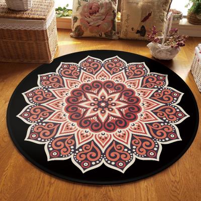 China Wholesale Modern National Round Mandala Carpet Round Pattern Retro Style Balcony Tea Table Basket Living Room Floor Hanging Decorative Carpet for sale