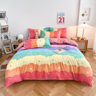 China Nondisposable Customize Beautiful Summer Designers 100% Cotton Single Sheet 4 Piece Polyester Duvet Cover Suit Sheet Printing Bedding Sets for sale