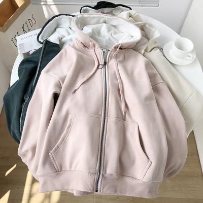 China Custom High Quality Pink Anti-wrinkle White Hoodie Cotton Fleece Heavy Hoodie Logo Custom 320 GSM Zipper Hoodie for sale