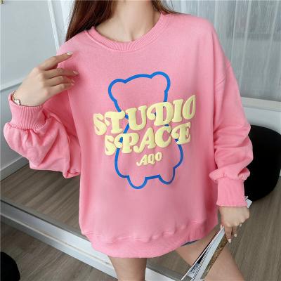 China Anti-wrinkle 3D Printing Hoodies For Girl Cute Pink 50% Cotton 50% Polyester Bear Breath Printed Logo Hoodies for sale