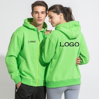 China Wholesale Anti-Wrinkle Satin Zipper Up Heavy Gym Blank Sublimation Custom Couples Green Korean Hoodies For Boys for sale