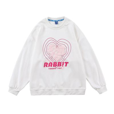 China Wholesale High Quality Unisex Soft Anti-pilling 100 Cotton Crewneck Custom Foam Printing Heart Shape Logo Sweatshirt for sale