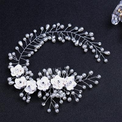 China Party makers head pure handmade wedding dress hair fork wholesale Korean bride comb flower for sale