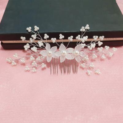 China Hot Selling Matte Material Wedding Accessories Pearl Material Party Flower Bride Hair Comb Simple Hair Fork for sale