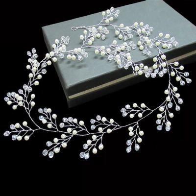 China European and American fashion long glass bridal ornaments pearl bridal headdress for wholesale for sale