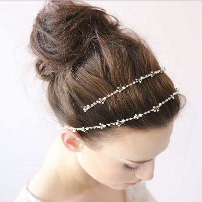 China Bridal Exquisite Crystal Circle Branch Pearl Fashion Headdress European Bride Wedding Headdress for sale