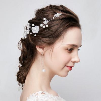 China High quality korean fashion pearl wedding dress headwear frosted flower bridal hair band for wholesale for sale