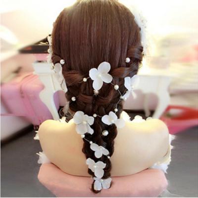 China Korean Handmade Bridal Hair Band Headpiece Flower Hair Band Pearl Wedding Hair Ornaments for sale