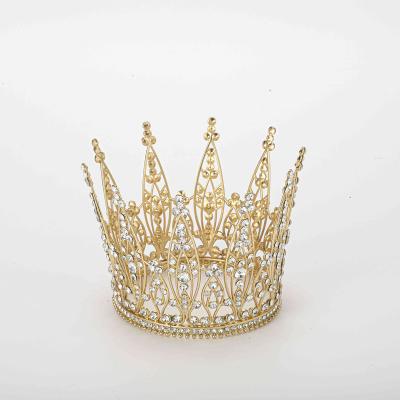 China Inlaid Crystal Crown Wedding Party Pageant Gold Children's Tiaras Rhinestone Crown Princess Royal Kids Tiaras For Little Girls for sale