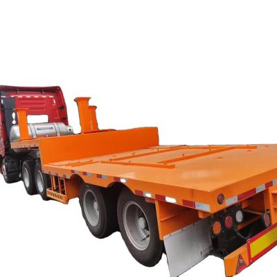 China CIMC 40/ 45ft 2 Asruimte frame structuur van hoogsterk staal 16Mn staal gelast longitudinale balk Verlengbare platbed trailer Te koop