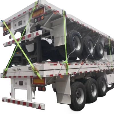 China CIMC cheap 3 axles high Steel Cargo Hot Sale 20ft 40ft Container Chassis with lock Low Flat Deck transport Flatbed Semi Trailer for sale