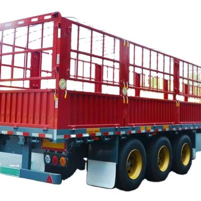 China CIMC 12400*2500*2000mm Curb weight 7T 12.4M 3 Axle 10pcs leaf spring 19T single action outrigger 40T payload Stake Semi Trailer for sale