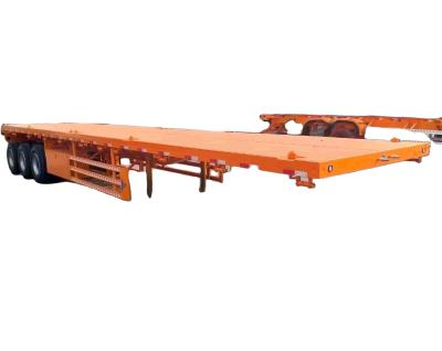 China Promotional  Flatbed Truck Semi Trailer 2 3 4 Axles 50 60 80 100 Ton With Twist lock 40ft 20ft platform container semi trailer for sale