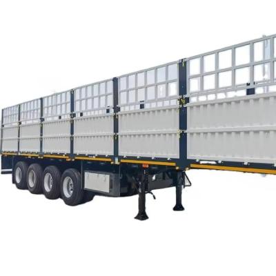 China CIMC high quality steel Utility Bulk Transport 40t 60 Ton 4 Axle Sidewall Cargo Transport Truck Container Fence Semi Trailer for sale