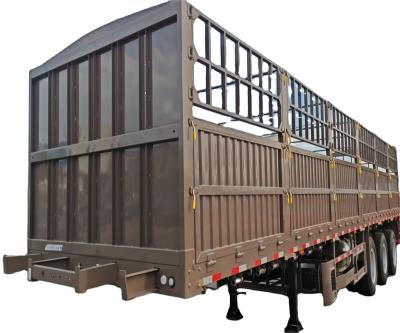 China CIMC iron material 3 axles 40-80 Tons Capacity Stake Type Heavy cargo van type High Fence Warehouse Semi truck trailer for sale