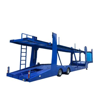 China CIMC 2 or 3 axles skeleton type truck 5 to 10 car carrier Tandem Trailer With Ramp Double Deck Auto Car Carrier Semi Trailer for sale