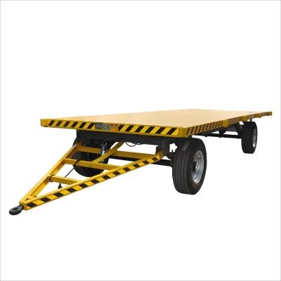 China Farm Truck Platform Flatbed Drawbar Full Trailer With Ladder for sale