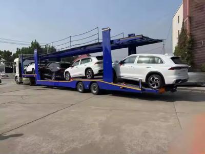 China Doppelverbundene Stahl-Fahrgestelle mit mechanischer Aufhängung 13 bis 18T Achsen Transporter Auto Halbanhänger zu verkaufen