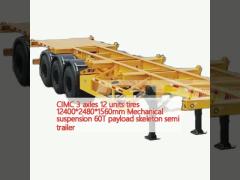 CIMC 3 axles 12 units tires 12400*2480*1560mm Mechanical suspension 60T payload skeleton semi trailer