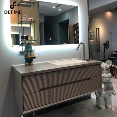 China Eco-friendly New Design Hotel Bathroom Wash Basin Cabinet Wall Mounted Waterproof Vanity Sink for sale